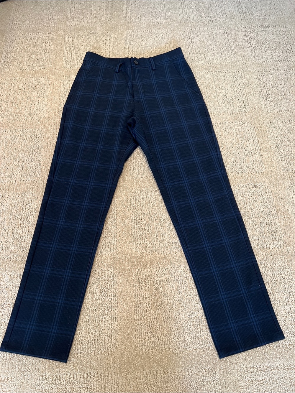 Zara Men's Dark Navy Plaid Dress Pants